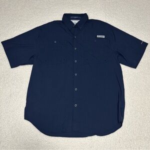 Columbia PFG Men Navy Blue Tamiami II Short Sleeve Button Shirt